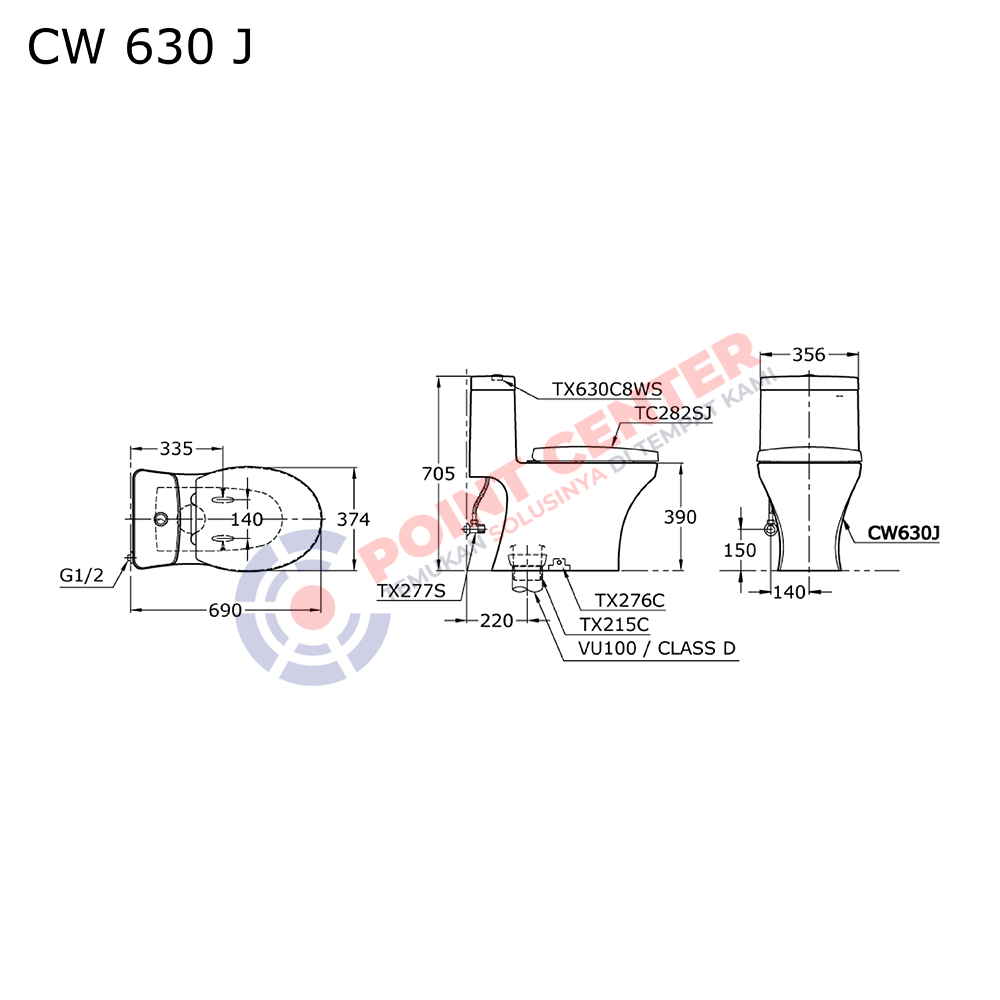 TOTO CW630J One Piece Toilet - Image 2