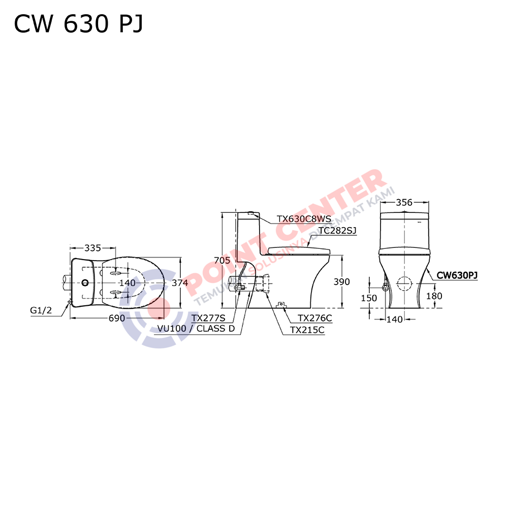 TOTO CW630PJ One Piece Toilet - Image 2