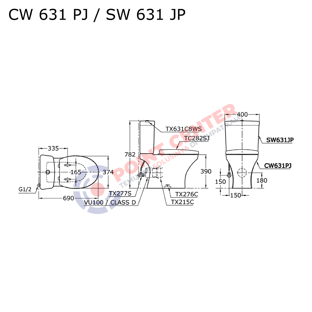 TOTO CW631PJ/SW631JP Close Coupled Toilet - Image 2