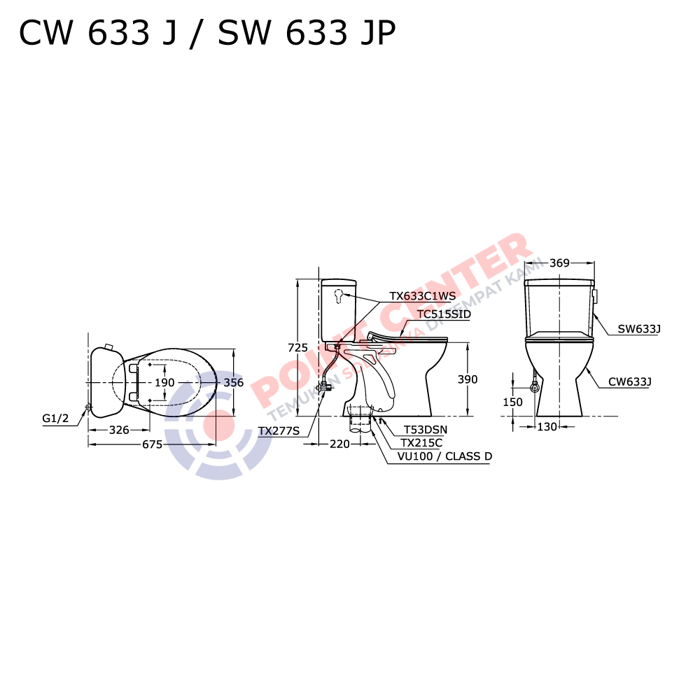 TOTO CW633J/SW633JP Close Coupled Toilet - Image 2