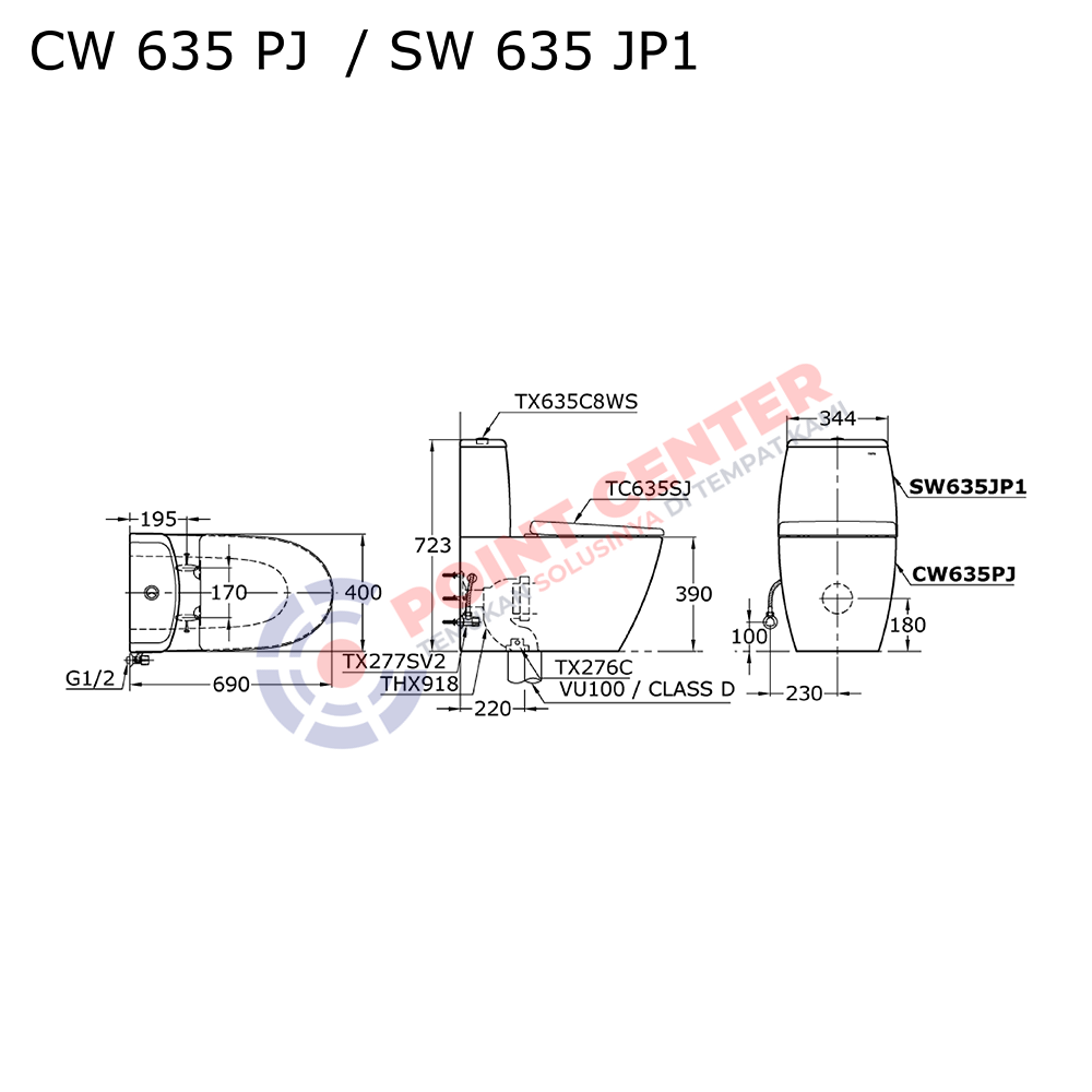 TOTO CW635PJ/SW635JP1 (S-Trap) Wall Face Toilet - Image 2
