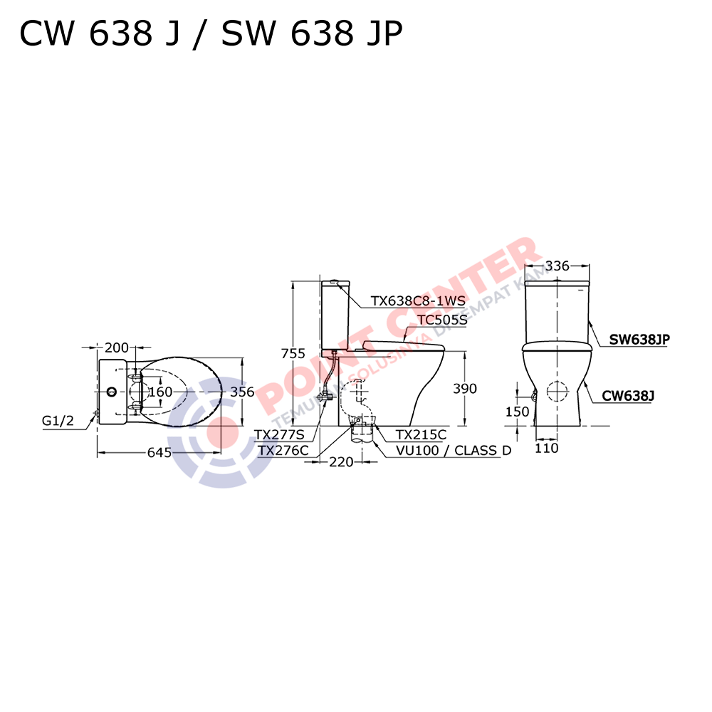 TOTO CW638J/SW638JP Close Coupled Toilet - Image 2