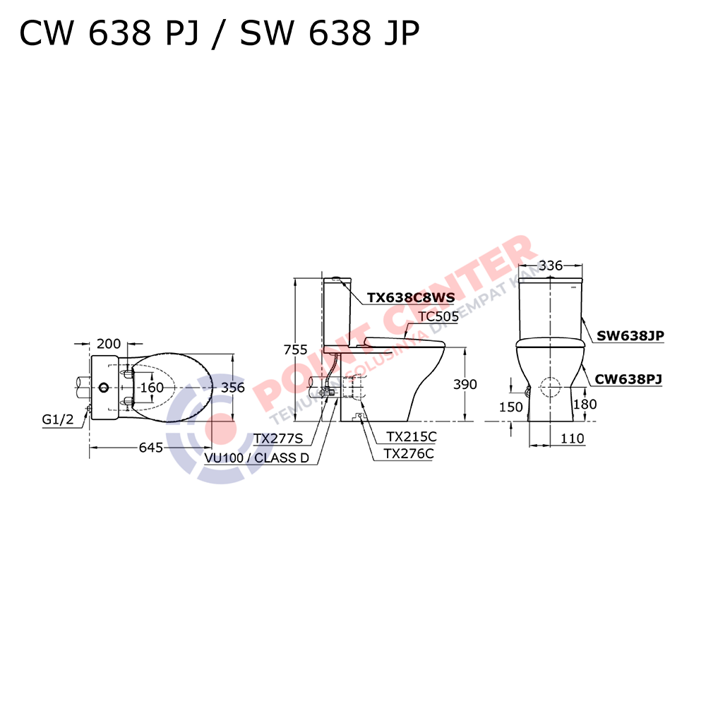 TOTO CW638PJ/SW638JP Close Coupled Toilet - Image 2