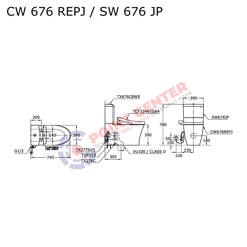 TOTO CW676REPJ/SW676JP Close Coupled Toilet with Washlet - Image 2
