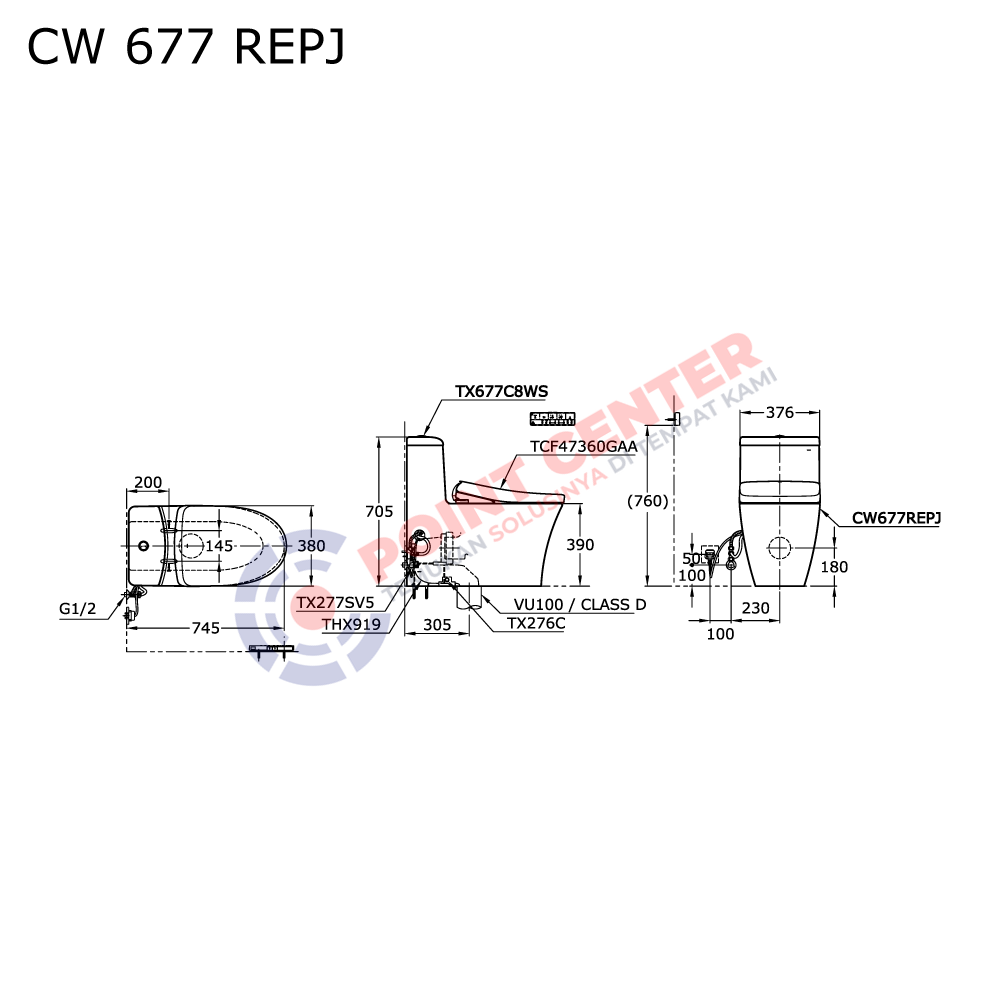 TOTO CW677REPJ One Piece Toilet with Washlet - Image 2
