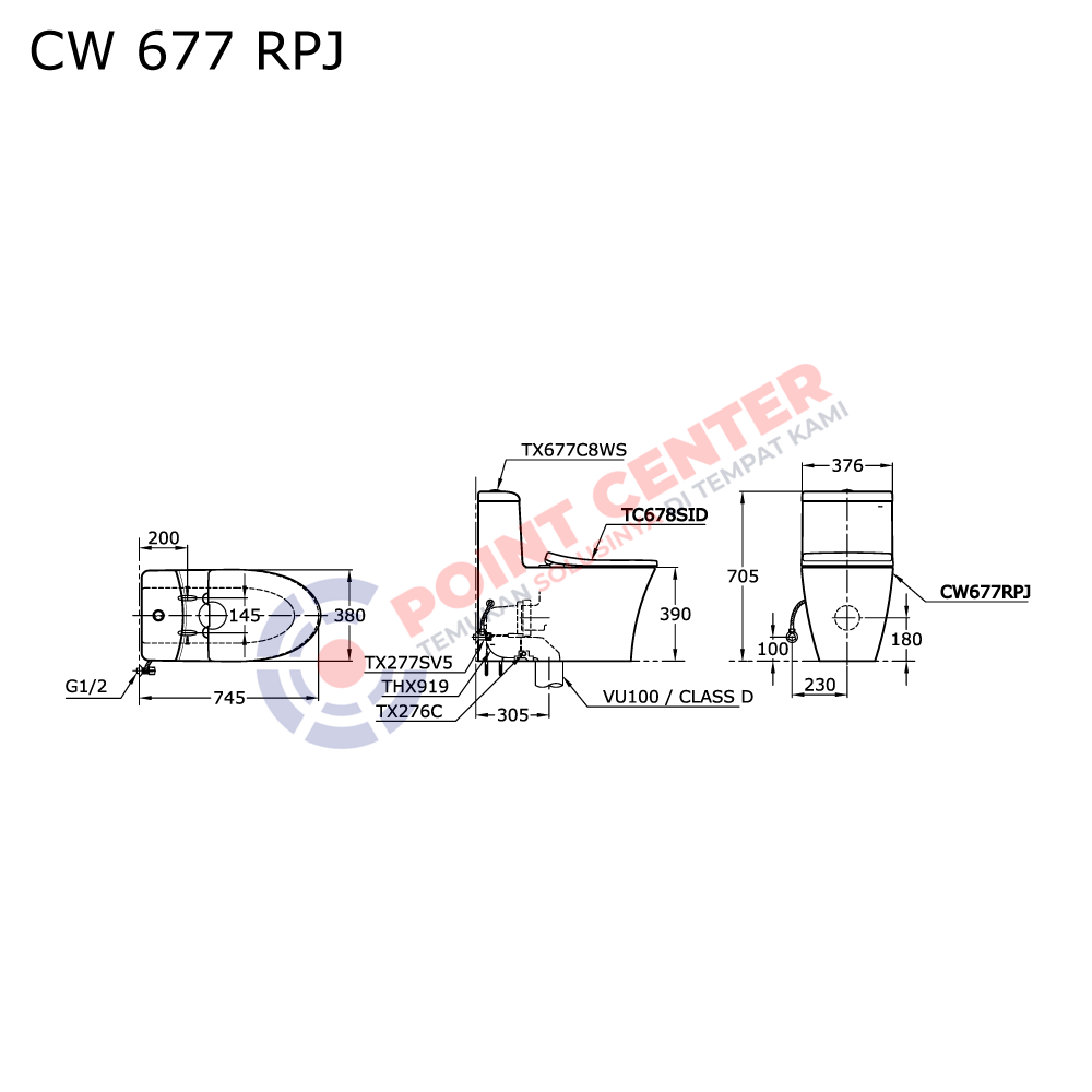 TOTO CW677RPJ One Piece Toilet - Image 2