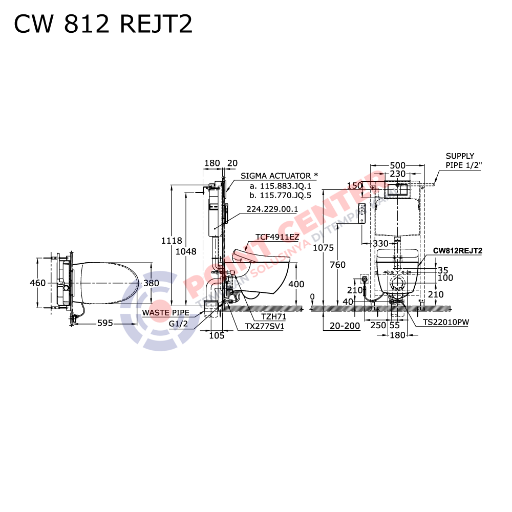 TOTO CW812REJT2 Wall Hung Toilet (Le Muse Series) - Image 2