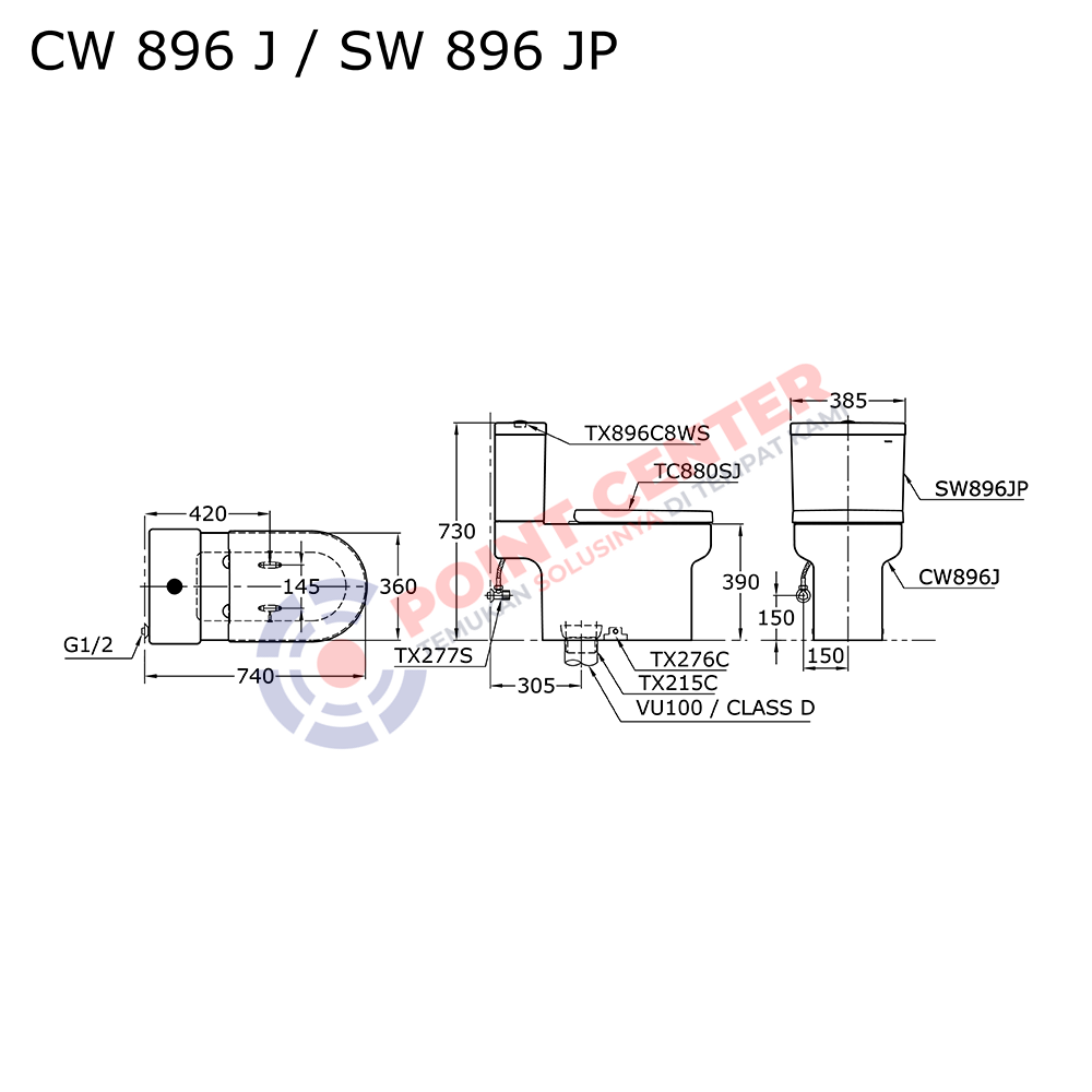 TOTO CW896J/SW896JP Close Coupled Toilet - Image 2