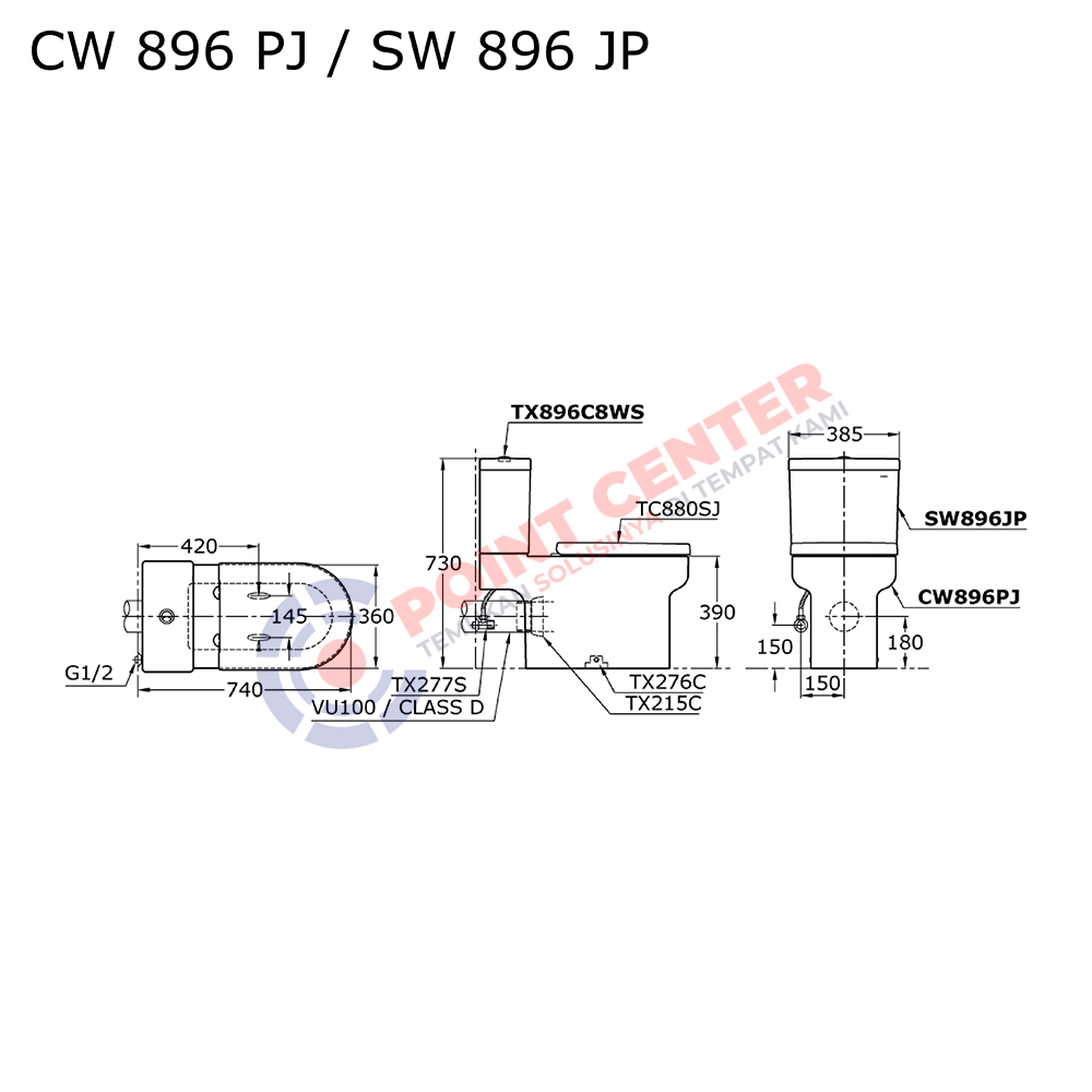 TOTO CW896PJ/SW896JP Close Coupled Toilet - Image 2