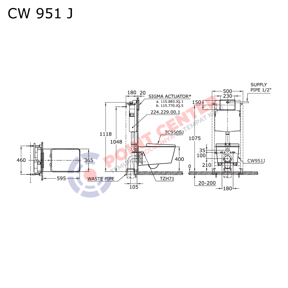 TOTO CW951J Wall Hung Toilet (Toja Series) - Image 2