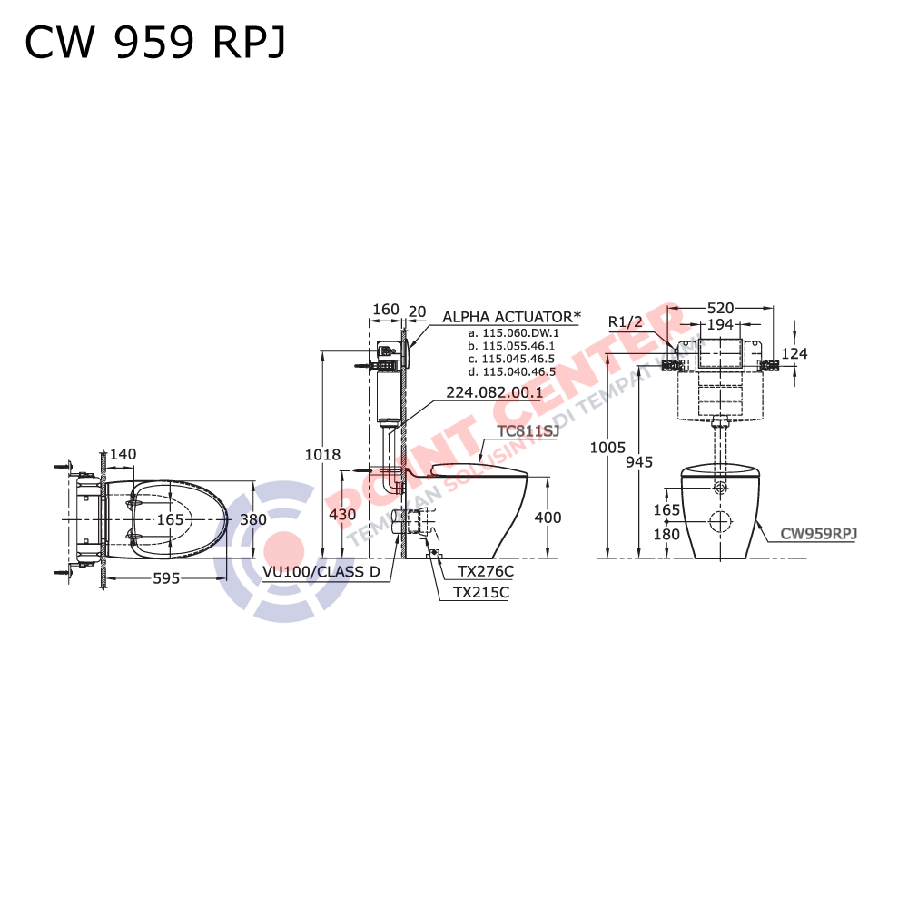 TOTO CW959RPJ Wall Face Toilet (Tera Series) - Image 2
