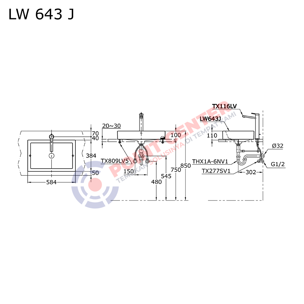 TOTO LW643J Vessel Counter Lavatory - Image 2