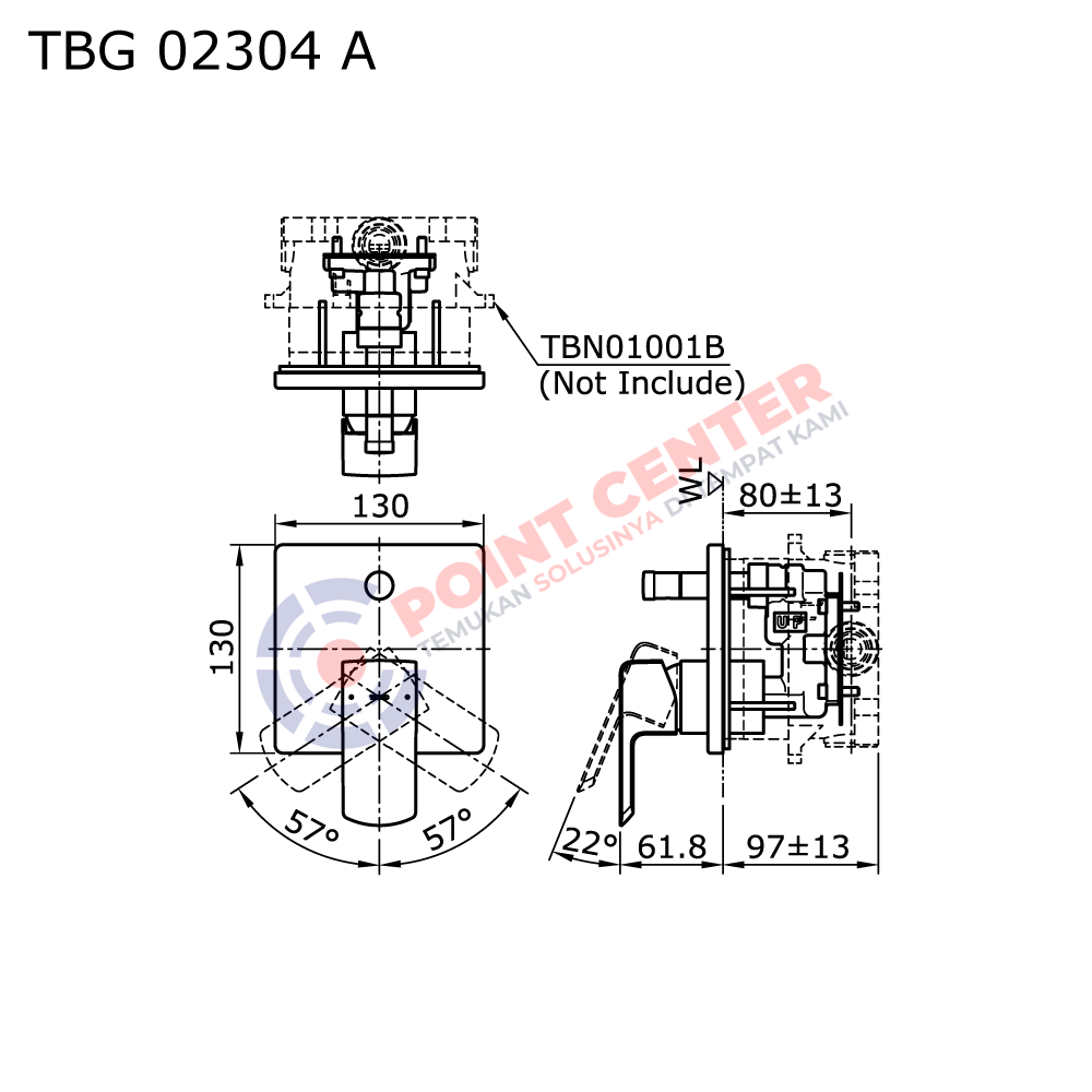 TOTO TBG02304A Single Lever Bath & Shower Mixer With Diverter (GR Series) - Image 2