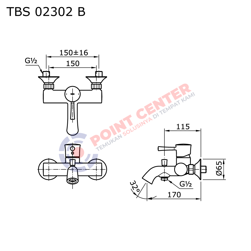 TOTO TBS02302B Single Lever Bath & Shower Mixer (LN Series) - Image 2