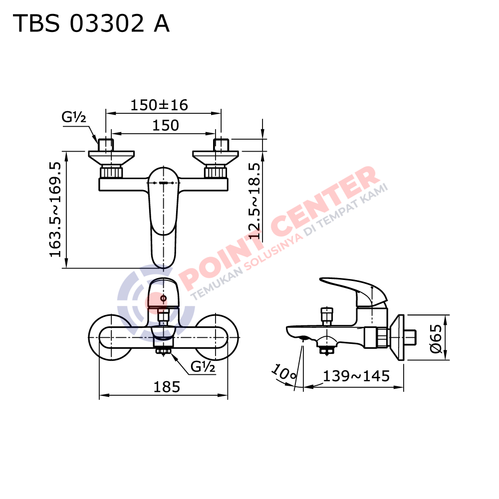 TOTO TBS03302A Exposed Single Lever Bath & Shower Mixer (LC Series) - Image 2