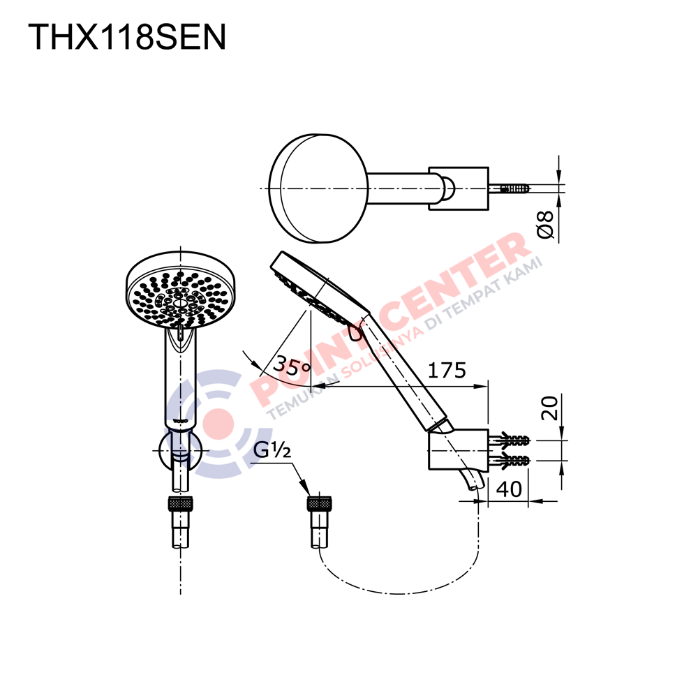 TOTO THX118SEN Hand Shower Set (5S Massage) (Ego Series) - Image 2