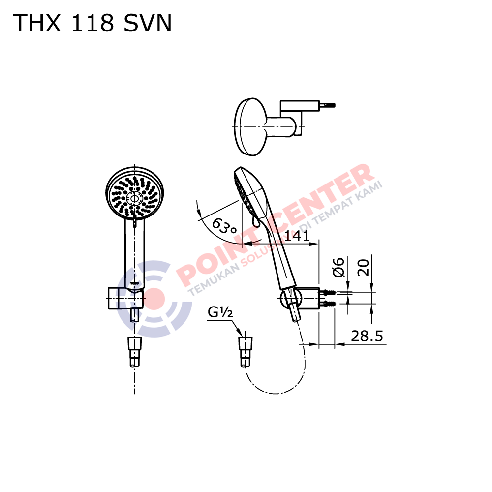 TOTO THX118SVN Hand Shower Set (5S Massage) (Vasil Series) - Image 2