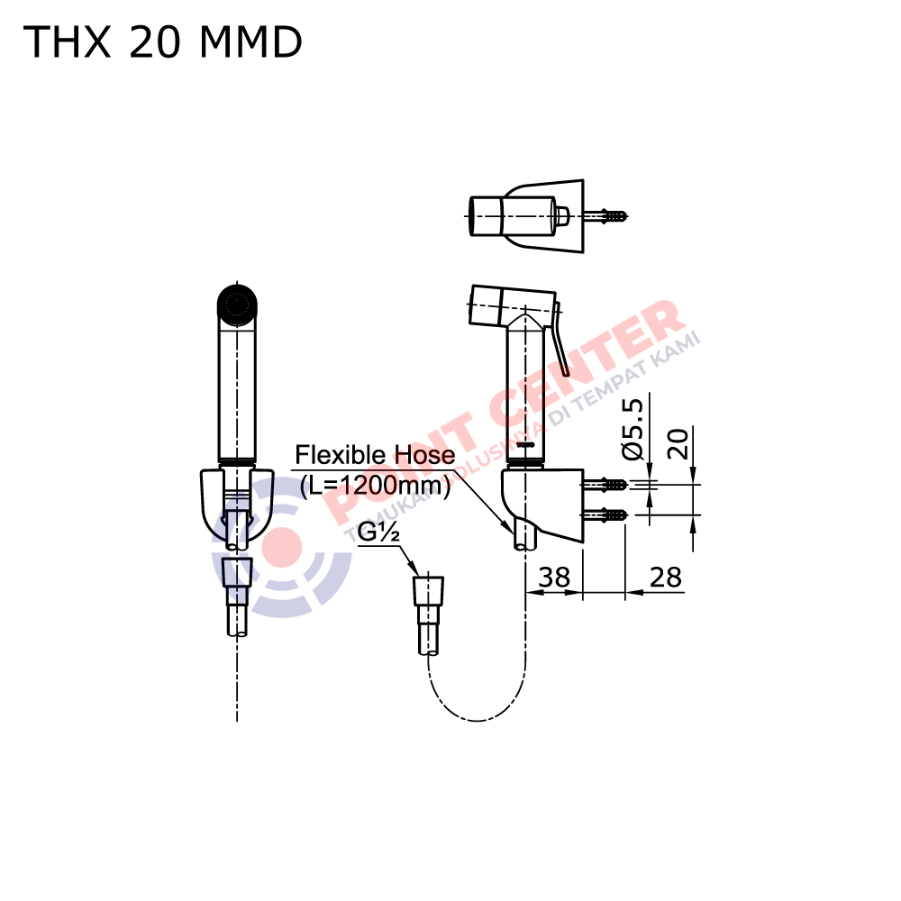 TOTO THX20MMD Luxury Metal Shower Spray (Chrome) - Image 2