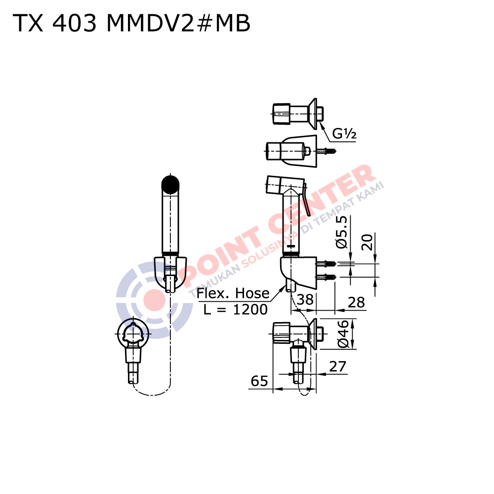 TOTO TX403MMDV2#MB Shower Spray - Image 2
