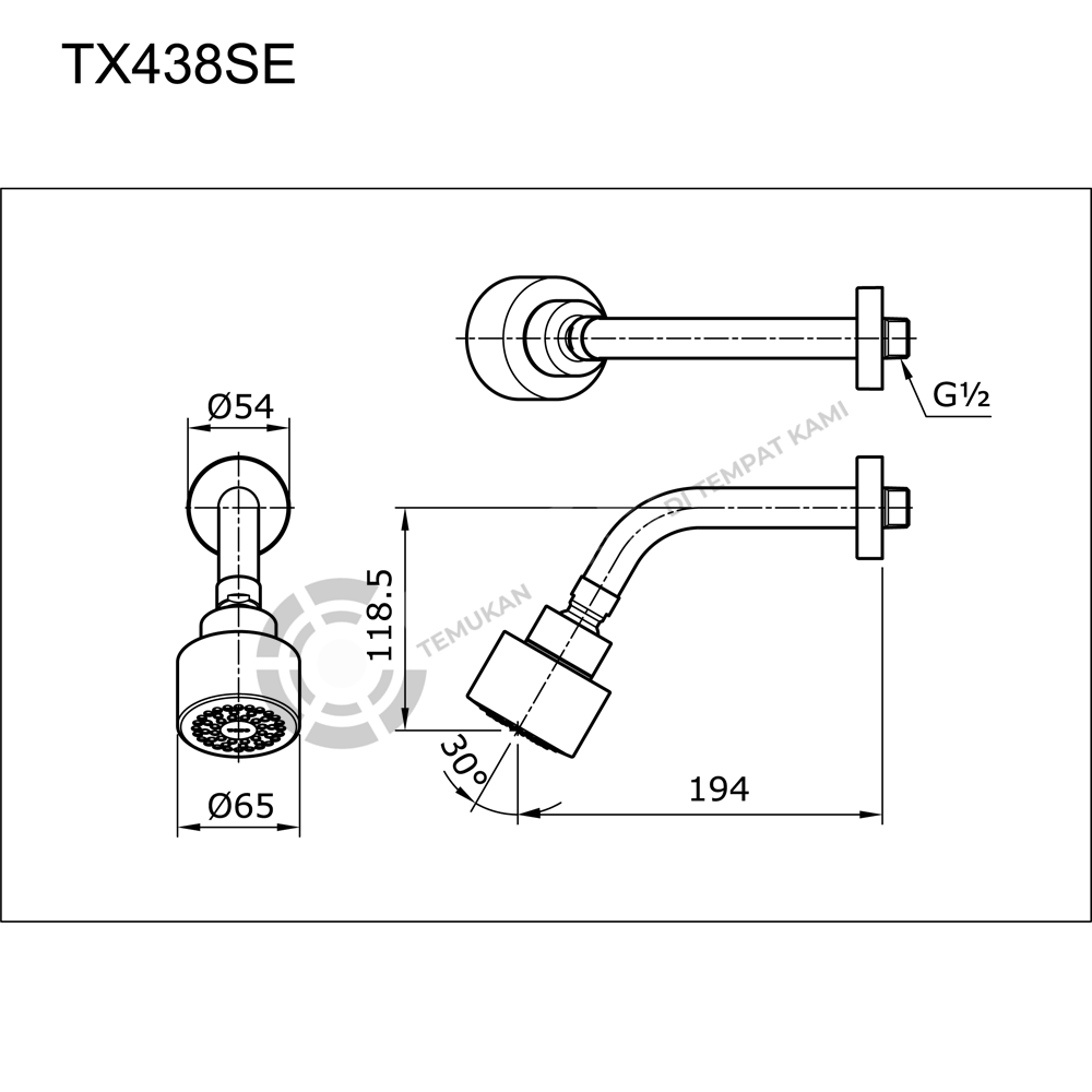TOTO TX438SE Fixed Shower Head (Ego Series) - Image 2