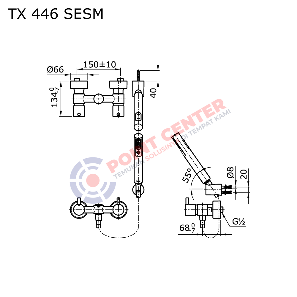 TOTO TX446SESM Combination Shower Set (Ego II Series) - Image 2