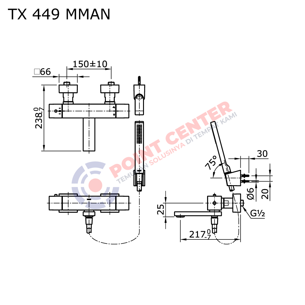 TOTO TX449MMAN Thermostat Bath & Shower Set - Image 2