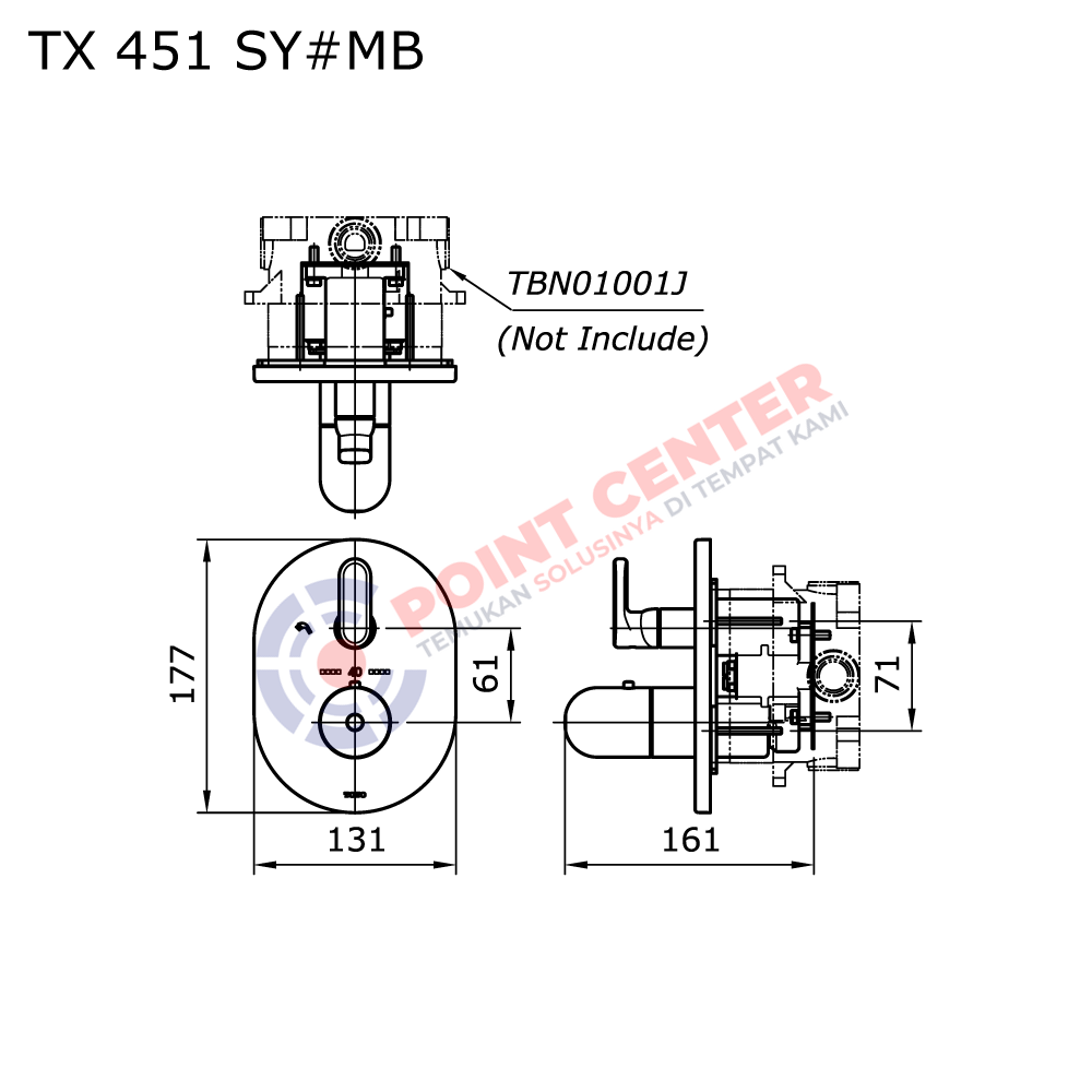 TOTO TX451SY#MB Thermostat Bath Or Shower Mixer With Stop Valve (Hayon Series) - Image 2
