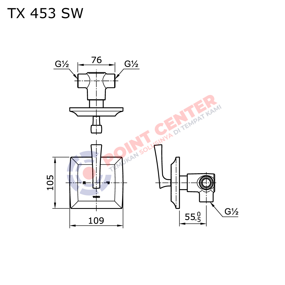 TOTO TX453SW 2 Way Diverter (1 in 2 out) (Wenzal Series) - Image 2