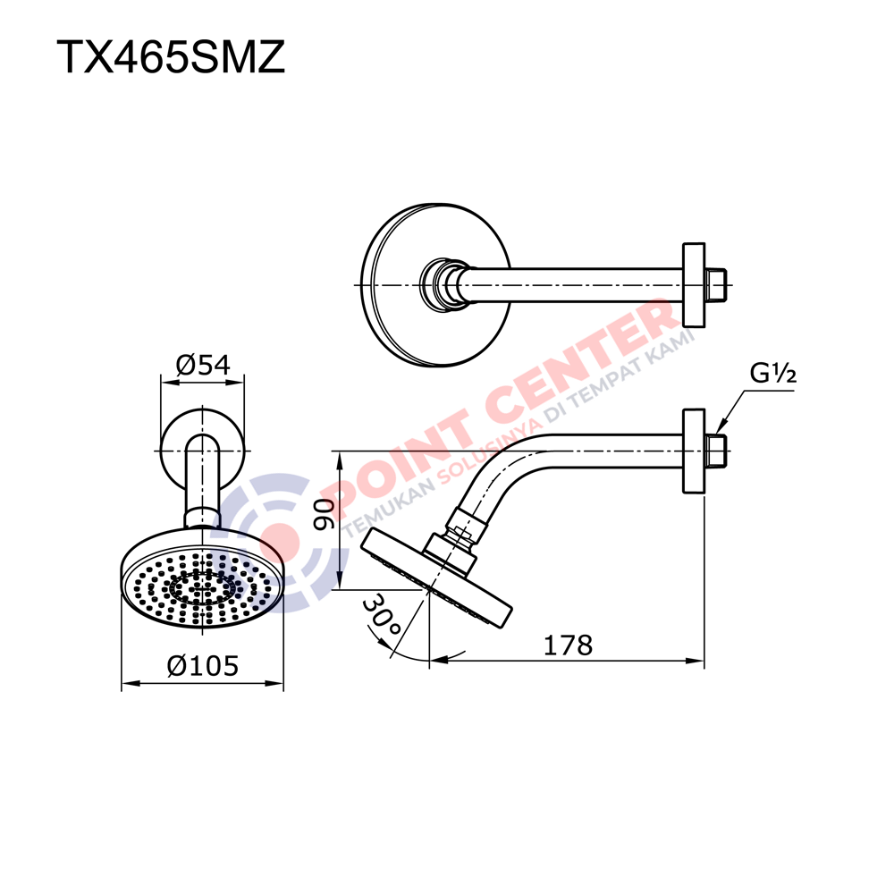 TOTO TX465SMZ Fixed Shower Head (Mono Series) - Image 2