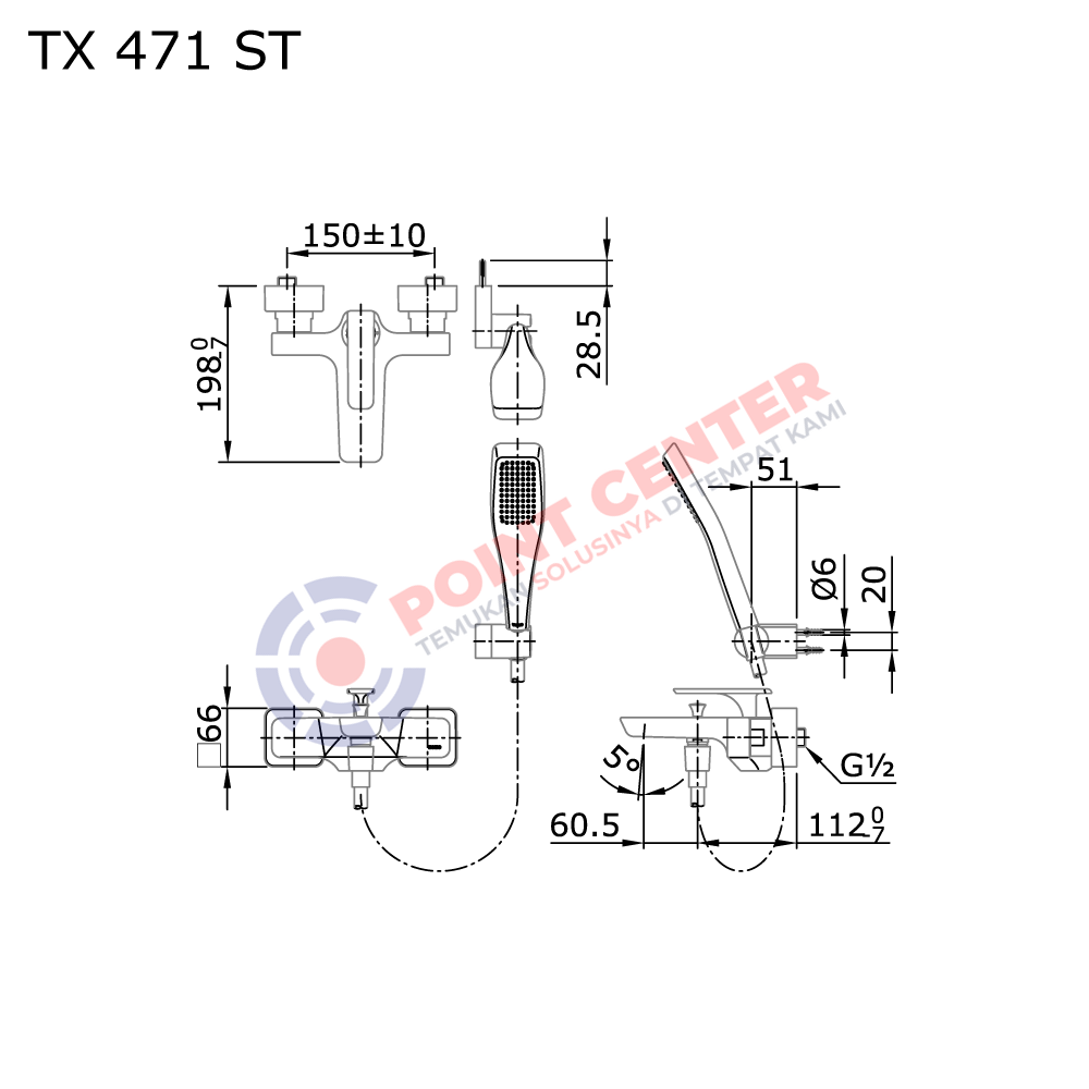 TOTO TX471ST Single Lever Bath & Shower Set (Toja Series) - Image 2