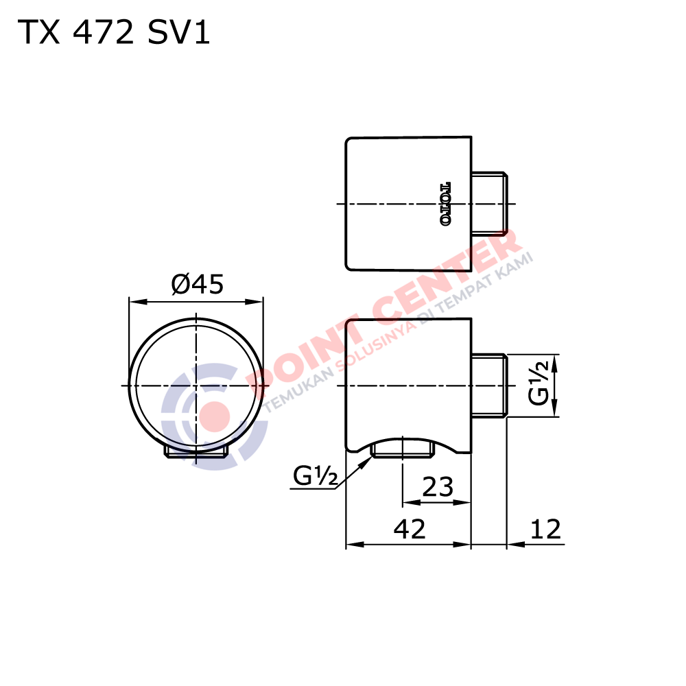 TOTO TX472SV1 Round Wall Outlet (G½”) - Image 2