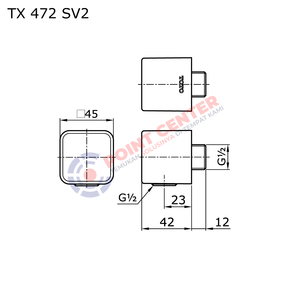 TOTO TX472SV2 Square Wall Outlet (G½”) - Image 2