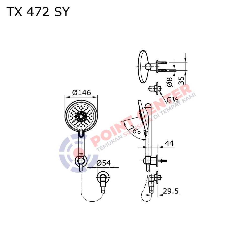 TOTO TX472SY Hand Shower With Wall Outlet (Hayon Series) - Image 2