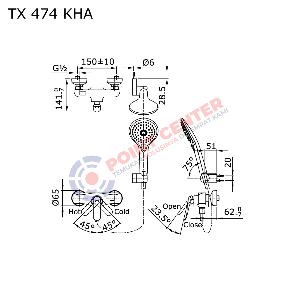 TOTO TX474KHA Single Lever Shower Set (Tera Series) - Image 2