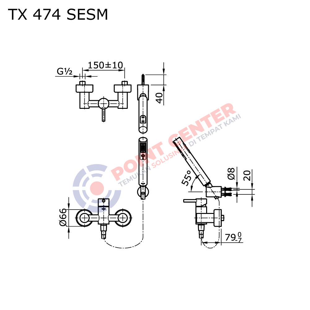 TOTO TX474SESM Single Lever Shower Set (Ego II Series) - Image 2