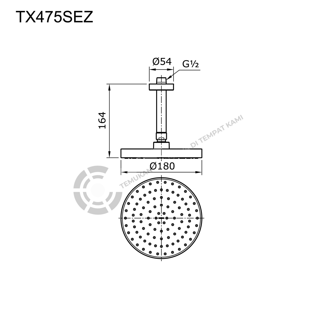 TOTO TX475SEZ Fixed Shower Head (Ego Series) - Image 2