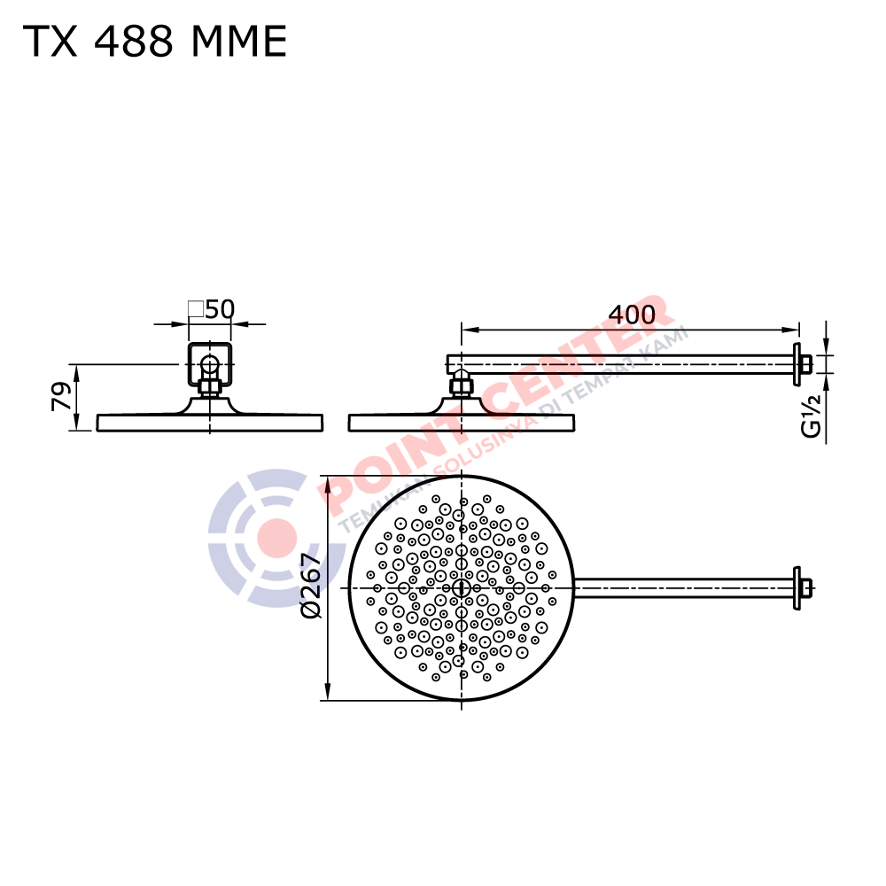 TOTO TX488MME Fixed Shower Head Wall Mount - Image 2
