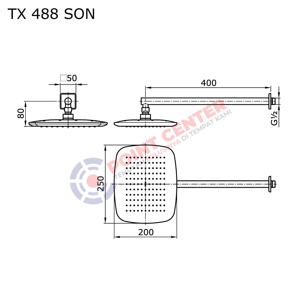 TOTO TX488SON Fixed Shower Head (Opus Series) - Image 2