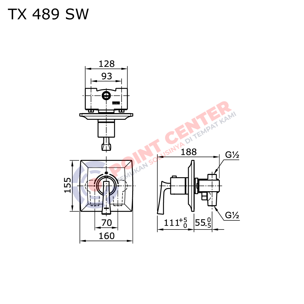 TOTO TX489SW Thermostat Mixer (Wenzal Series) - Image 2
