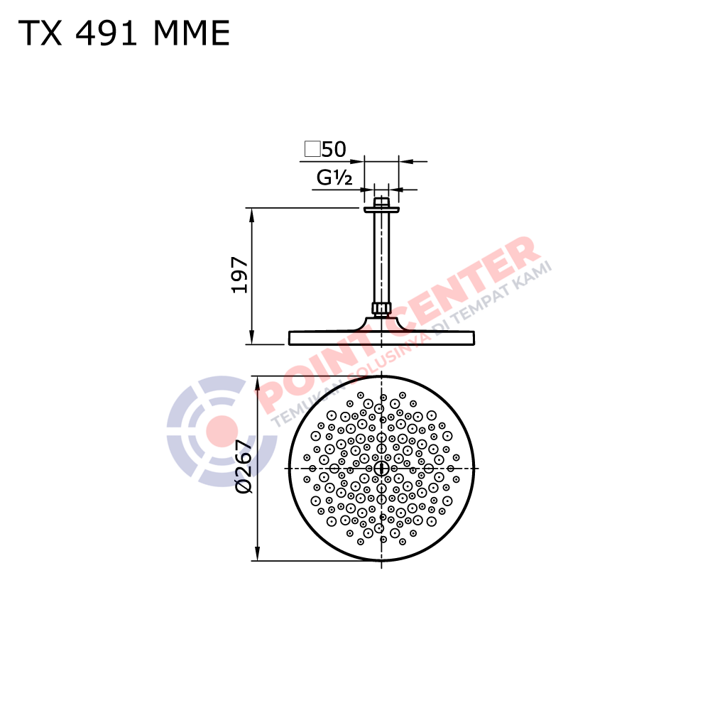 TOTO TX491MME Auto Cleaning Fixed Shower Head With Pipe - Image 2