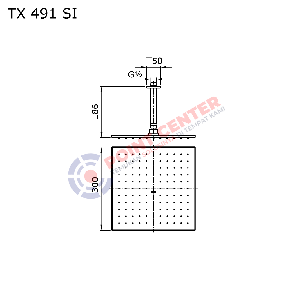 TOTO TX491SI Fixed Shower Head (Icon Series) - Image 2