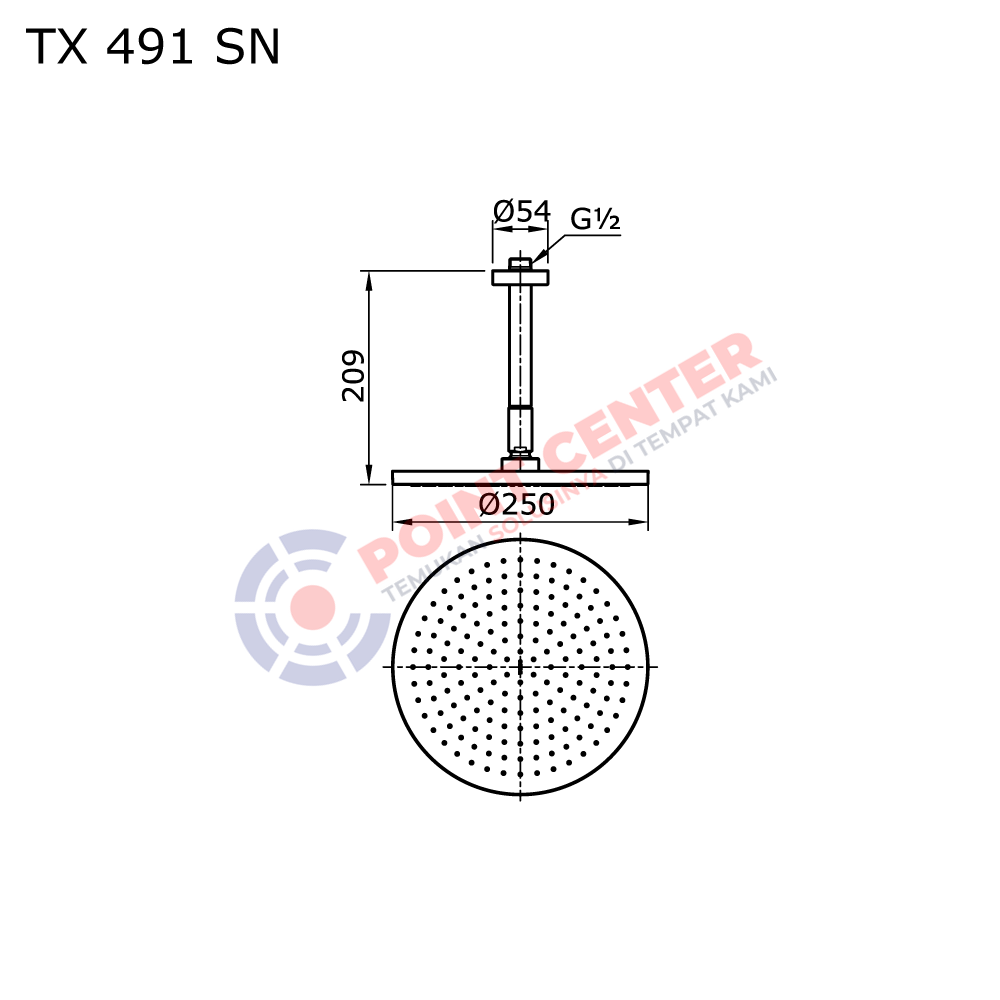 TOTO TX491SN Fixed Shower Head - Image 2
