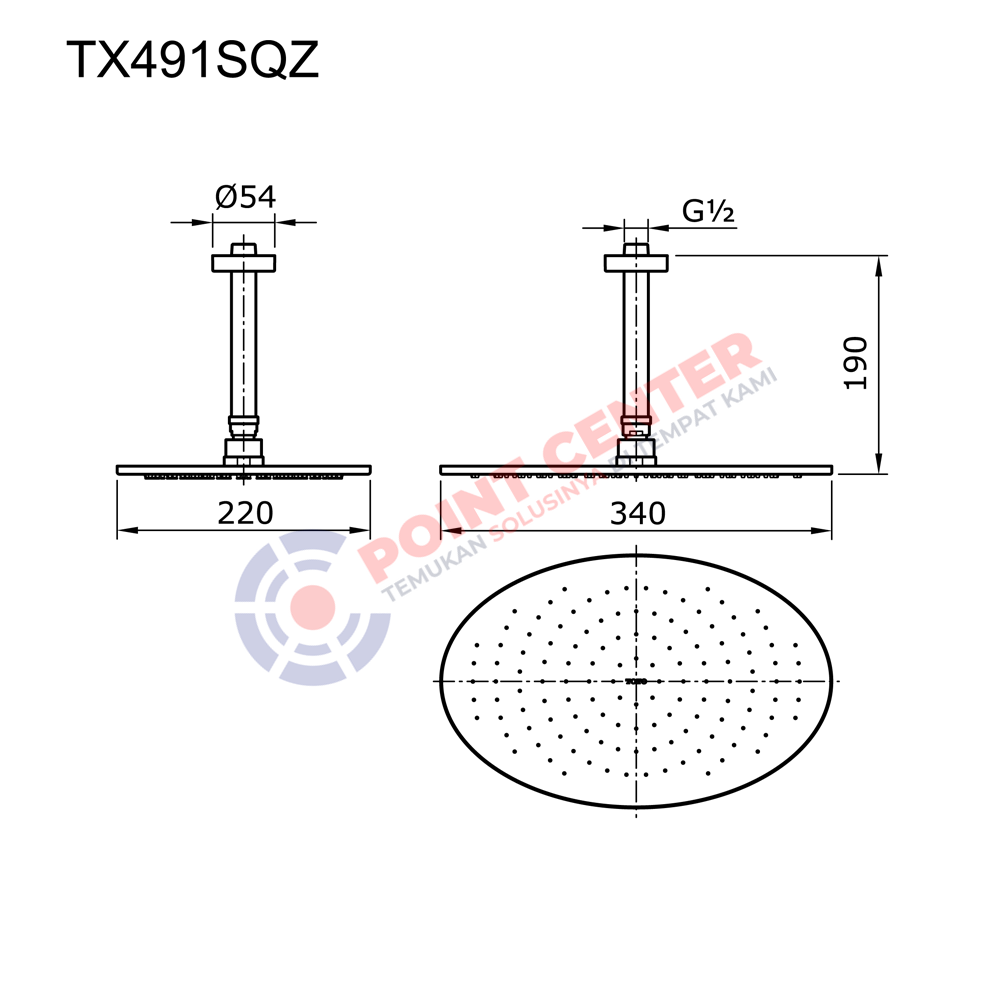 TOTO TX491SQZ Fixed Shower Head (Le Muse Series) - Image 2
