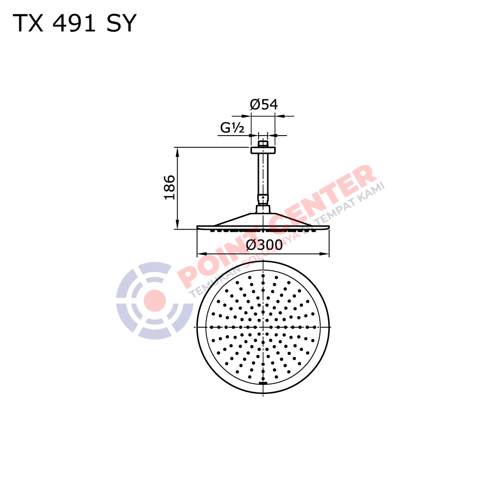 TOTO TX491SY Fixed Shower Head with Air Drop (Ceiling Type) (Hayon Series) - Image 2
