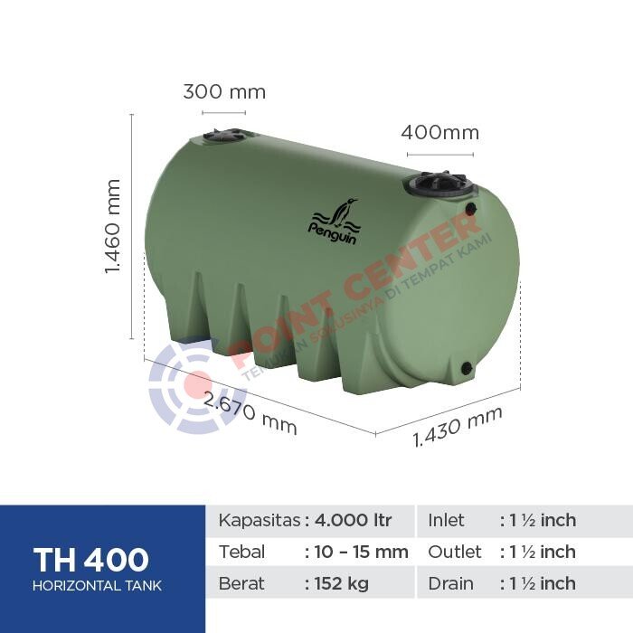 PENGUIN TANGKI TANDON Horizontal Tank 4000 Liter - Image 2